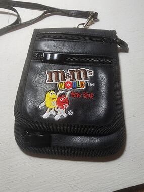 M&M'S Black Crossbody Bag with Yellow & Red Character Embroidery